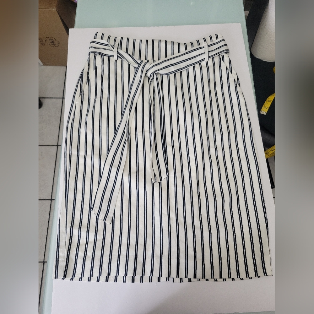 Ann Taylor Black and White Pencil Skirt with Tie Front